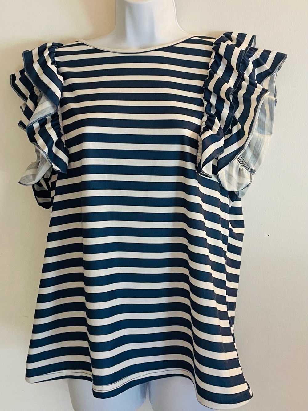 SHEIN Navy and White Striped Top